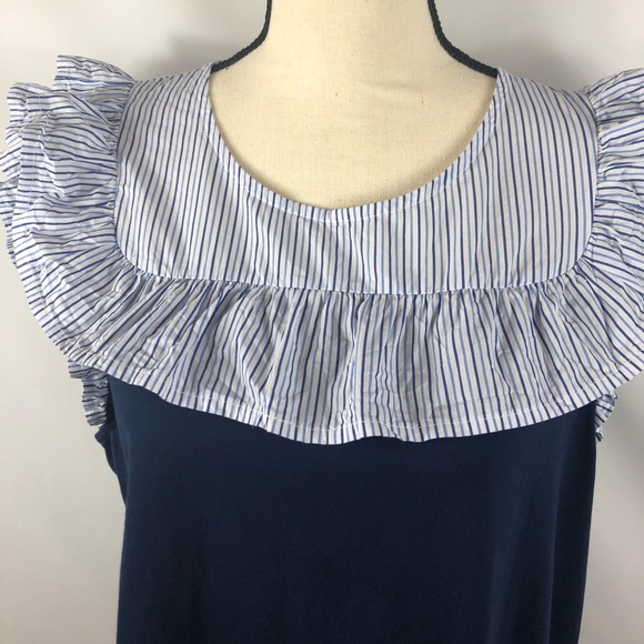 J. Crew Striped Ruffles Top - Picture 2 of 10